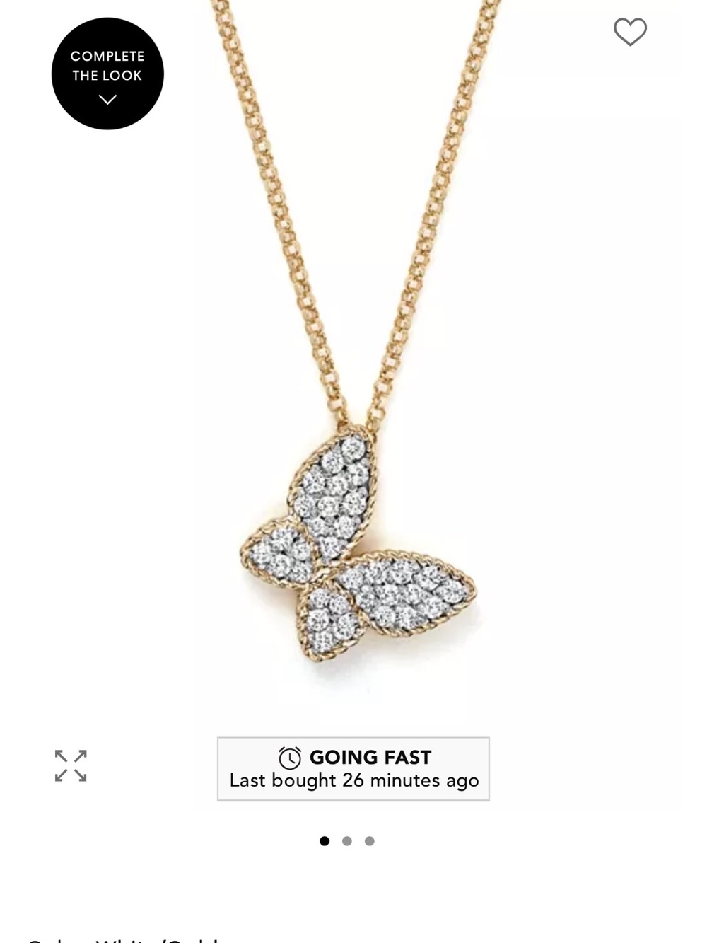 Roberto Coin Butterfly 18k YG diamond necklace 18 inches - Picture 10 of 12